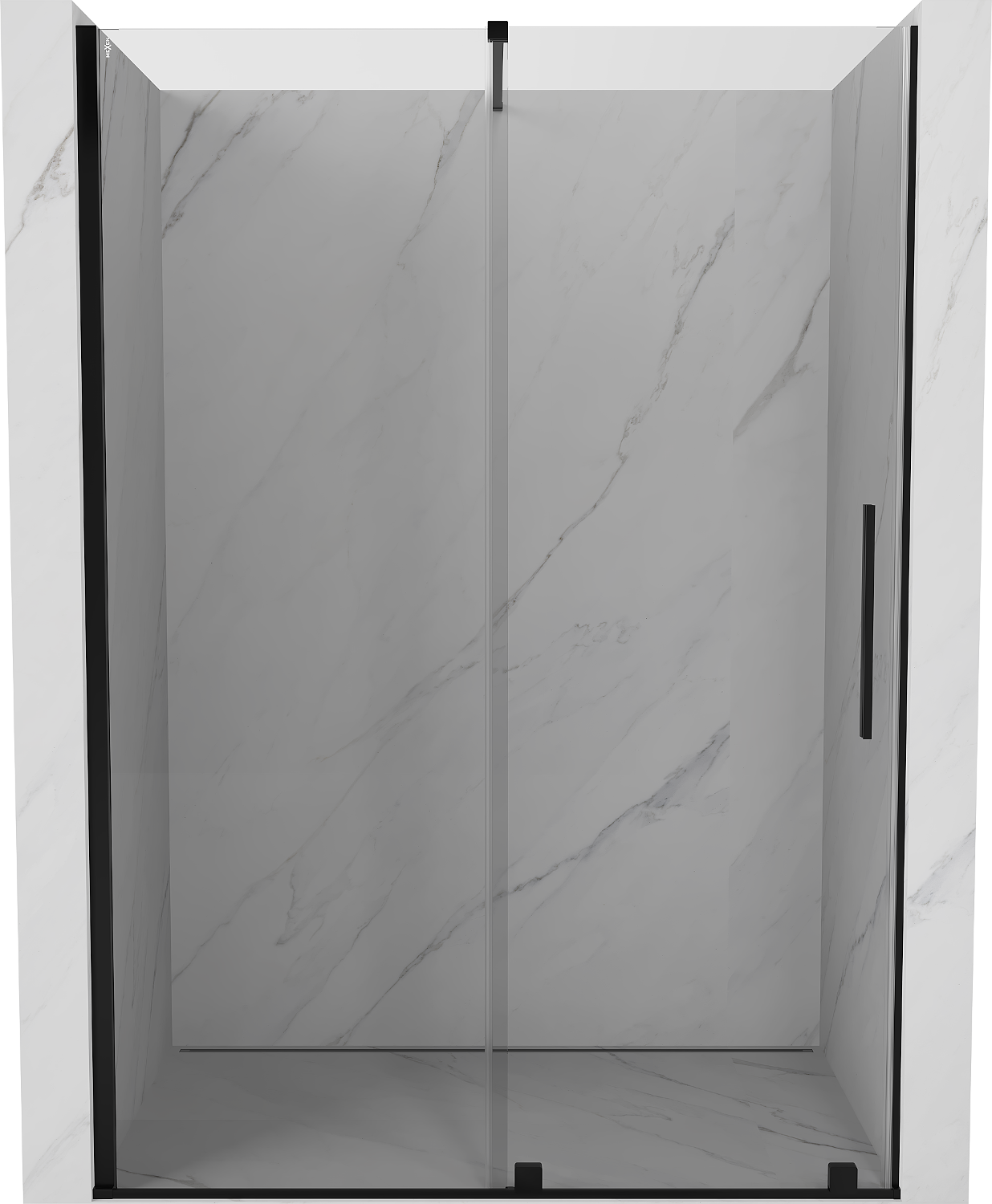 Mexen Velar drzwi prysznicowe rozsuwane 150 cm, transparent, czarne - 871-150-000-01-70